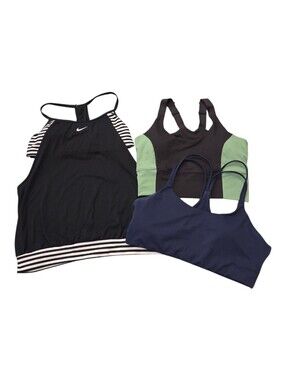 Fabletics Strappy Racerback Bra, longline bra with full coverage, Nike Tank Sz M